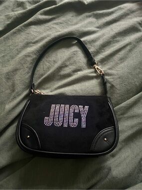 Juicy Couture Black Shoulder Bag with Rhinestone JUICY Logo